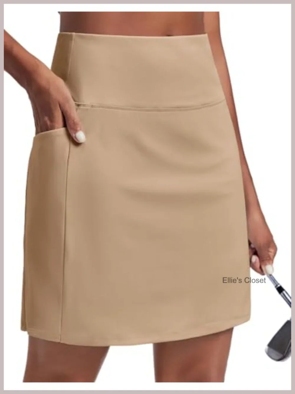 UPF 50+ High Waisted Knee Length Skort with 4 Pockets for Golf Tennis Pickleball